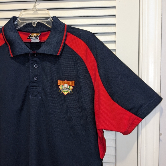 Cooperstown Dreams Park Men's LG Polo Shirt Blue Red Baseball Authentic MLB - Picture 3 of 10